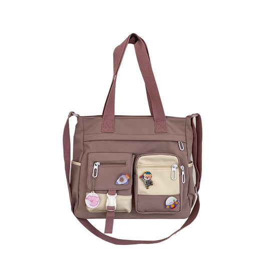 Nylon Canvas Tote Bag with Pockets