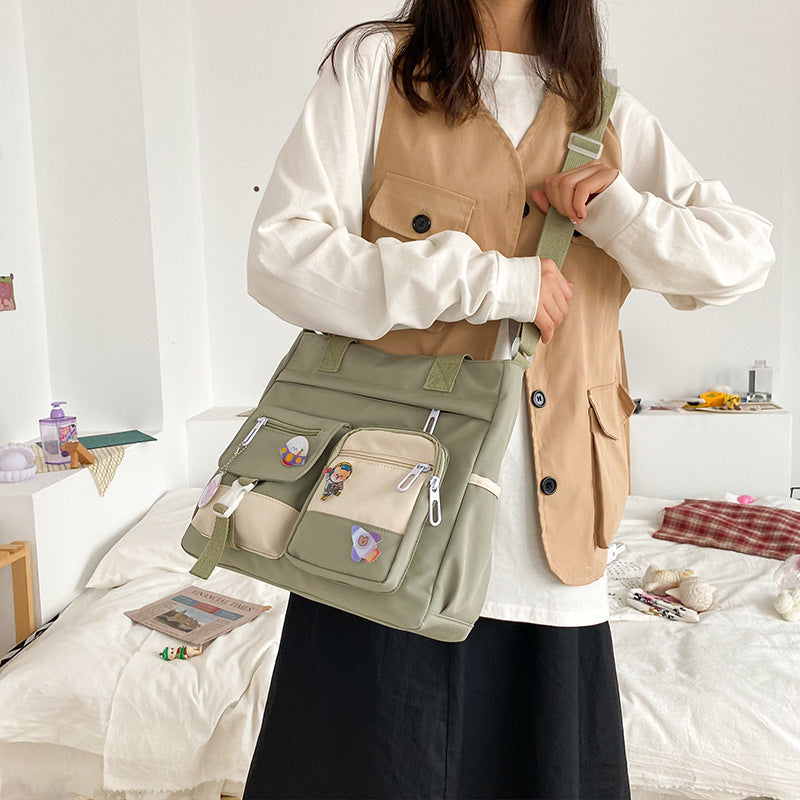 Nylon Canvas Tote Bag with Pockets